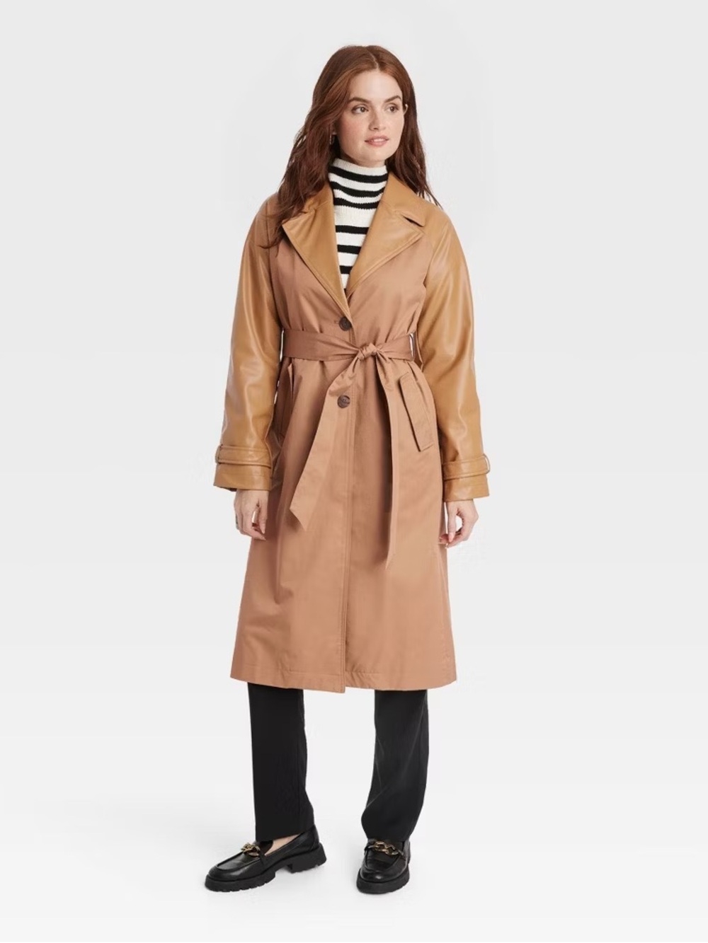 Women's Relaxed Trench Coat - A New Day Tan S